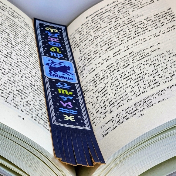 Top-Grain Leather Decorative Zodiac Bookmarks - TAURUS Astrology Sign - Picture 2 of 6